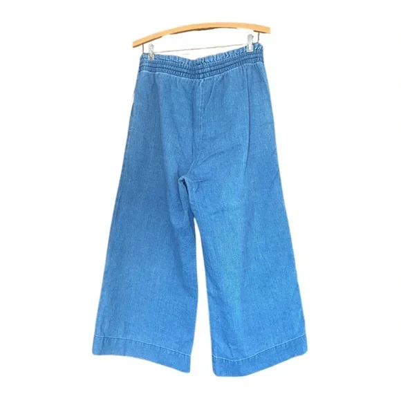 Madewell Indigo Smocked Huston Pull-On Crop Pants - Picture 8 of 9